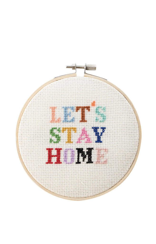 Let's Stay Home Cross Stitch Kit-Embroidery Kits-Cotton Clara-Usher & Co - Women's Boutique Located in Atoka, OK and Durant, OK
