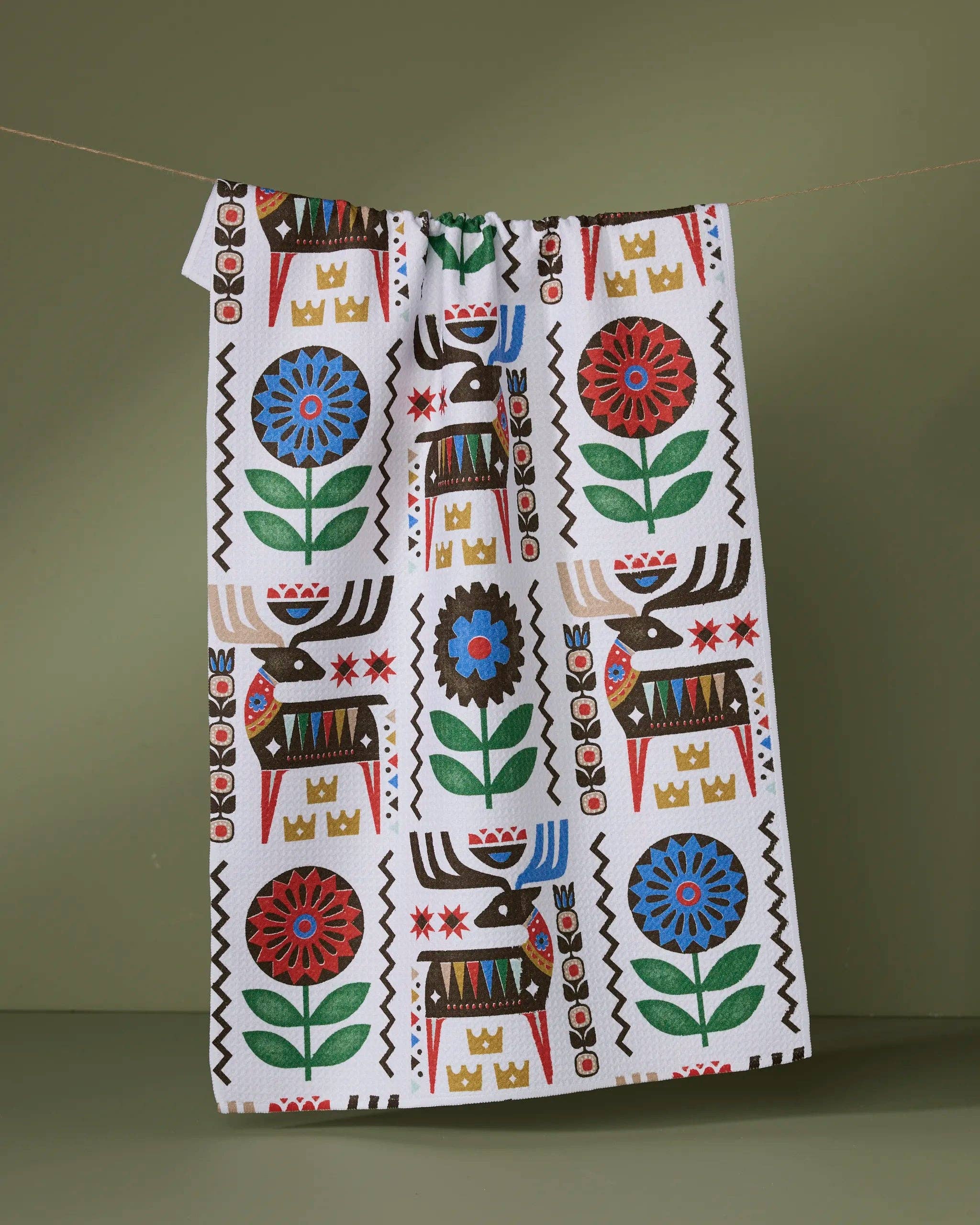 GEOMETRY: Folk Deer Tea Towel-11- Gift/Home-Geometry-Usher & Co - Women's Boutique Located in Atoka, OK and Durant, OK