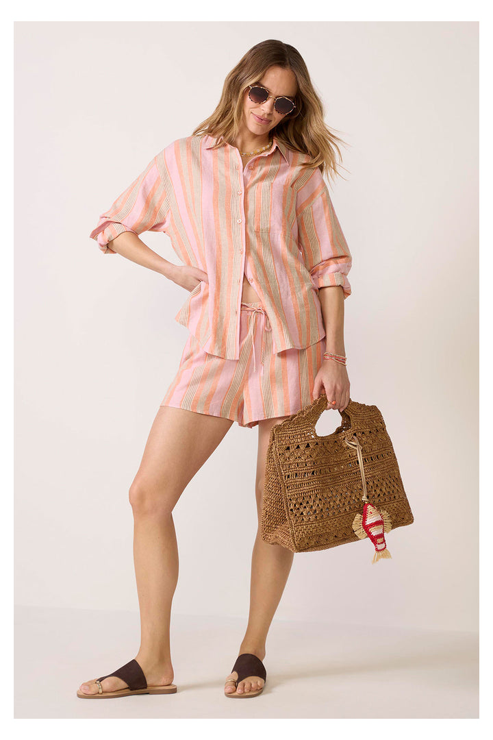 Z Supply: The Perfect Striped Short - Tiger Lily-4- Bottoms-Z Supply-Usher & Co - Women's Boutique Located in Atoka, OK and Durant, OK