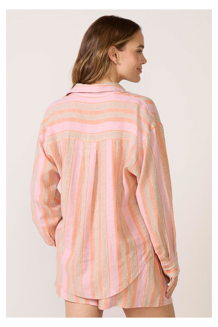 Z Supply: The Perfect Striped Button Up - Tiger Lily-1- Tops-Z Supply-Usher & Co - Women's Boutique Located in Atoka, OK and Durant, OK