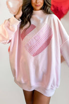 Heart Patchwork Mock Neck Sweatshirt-1- Tops-Aapparella-Usher & Co - Women's Boutique Located in Atoka, OK and Durant, OK