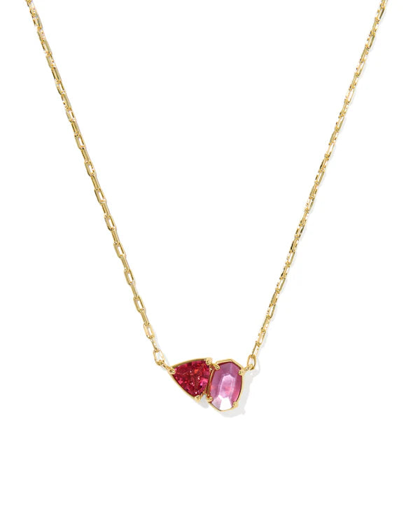 Kendra Scott: Tatum Short Pendant Necklace-Gold Pink MIx-7- Jewelry-KENDRA SCOTT-Usher & Co - Women's Boutique Located in Atoka, OK and Durant, OK