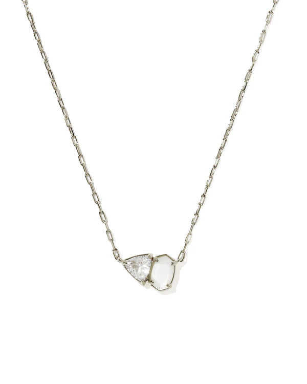 Kendra Scott: Tatum Short Pendant Necklace-Silver Neutral Mix-7- Jewelry-KENDRA SCOTT-Usher & Co - Women's Boutique Located in Atoka, OK and Durant, OK