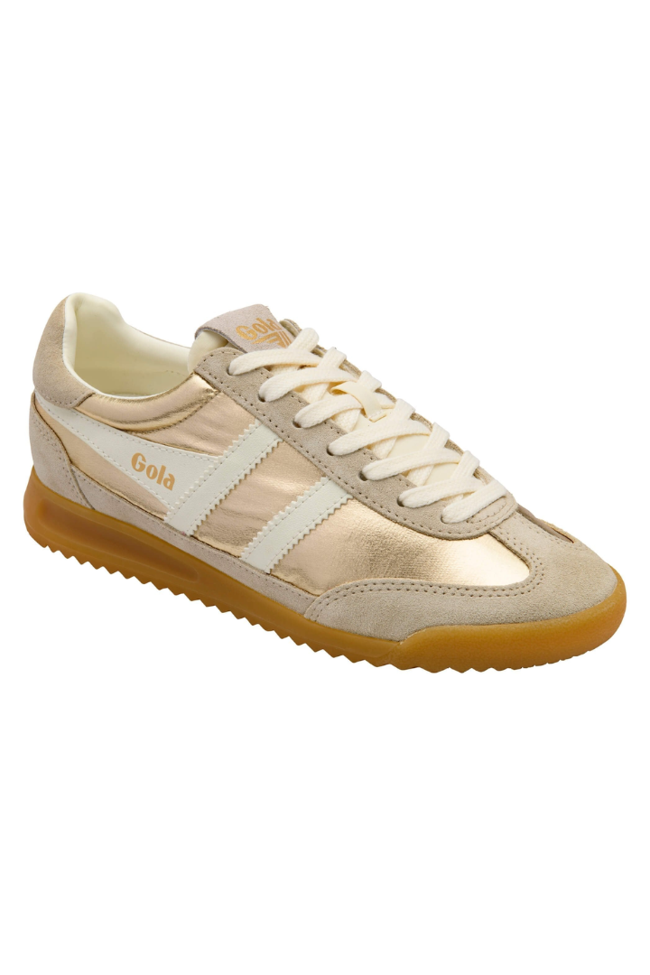 Gola: Women's Firefly Metallic Trainer - Gold / Off White-9- Shoes-Gola-Usher & Co - Women's Boutique Located in Atoka, OK and Durant, OK