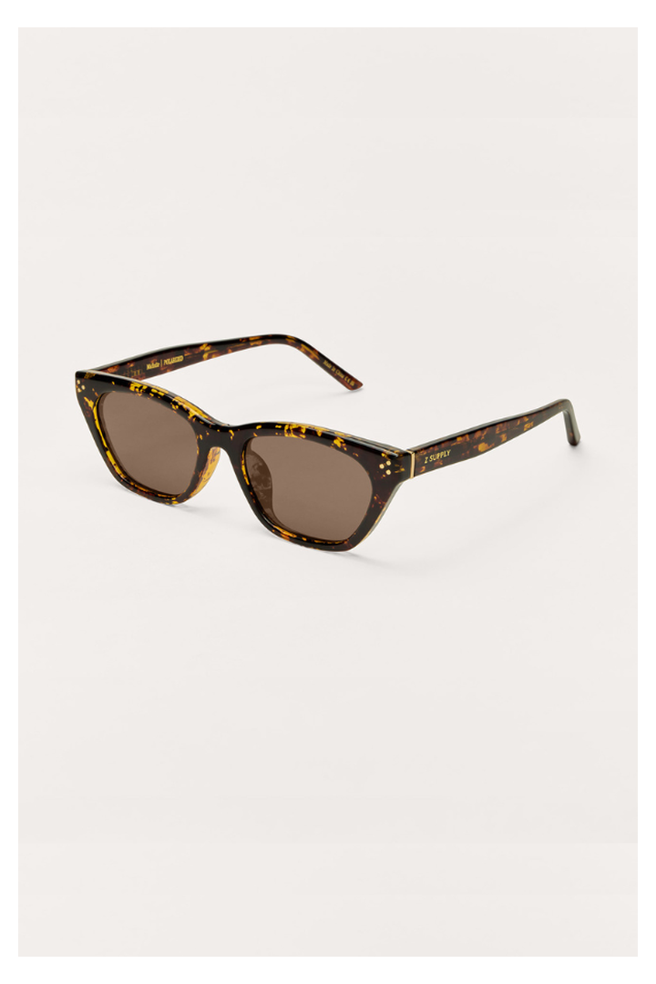 Z Supply Midnite polarized sunglasses in brown tortoise cat-eye frame with brown lenses