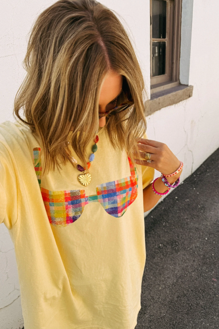 Bikini Tee-yellow/multi-1- Tops-Etta + East-Usher & Co - Women's Boutique Located in Atoka, OK and Durant, OK