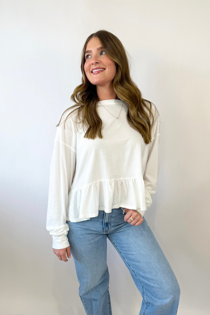 Frilly Basic Top-1- Tops-HYFVE-Usher & Co - Women's Boutique Located in Atoka, OK and Durant, OK