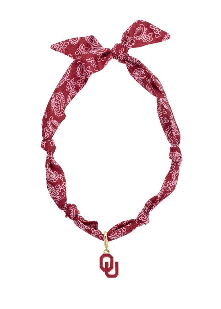 Oklahoma Sooners Logo Bandana Scarf Necklace-7- Jewelry-Canvas Style-Usher & Co - Women's Boutique Located in Atoka, OK and Durant, OK