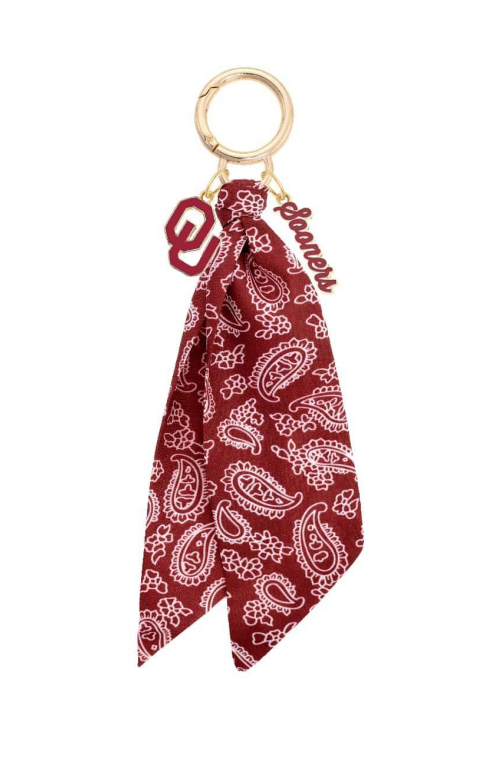 Oklahoma Sooners Logo Bandana Bag Charm-8- Accessory-Canvas Style-Usher & Co - Women's Boutique Located in Atoka, OK and Durant, OK