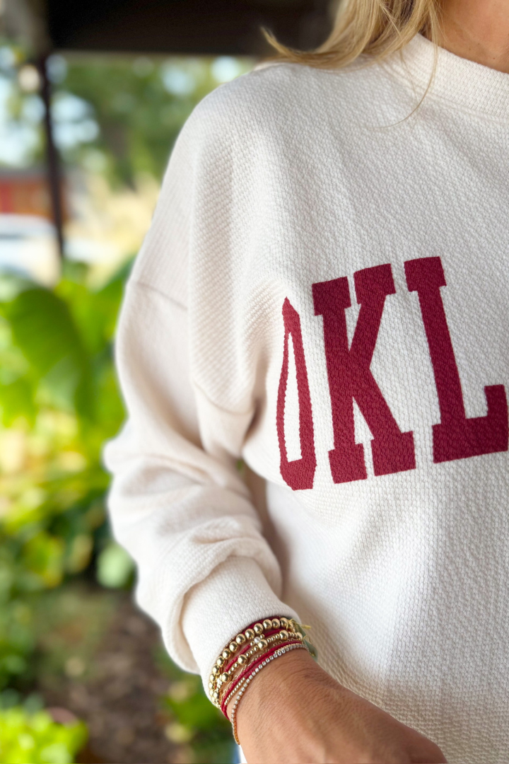 Oklahoma Crewneck Sweatshirt-1- Tops-Tres Bien, Inc-Usher & Co - Women's Boutique Located in Atoka, OK and Durant, OK