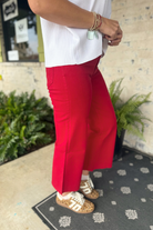 Kut From The Kloth: Meg High Rise Wide Leg-Ruby Red-5- Denim-KUT FROM THE KLOTH-Usher & Co - Women's Boutique Located in Atoka, OK and Durant, OK