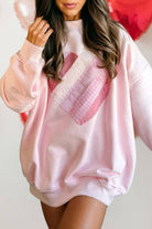 Heart Patchwork Mock Neck Sweatshirt-1- Tops-Aapparella-Usher & Co - Women's Boutique Located in Atoka, OK and Durant, OK