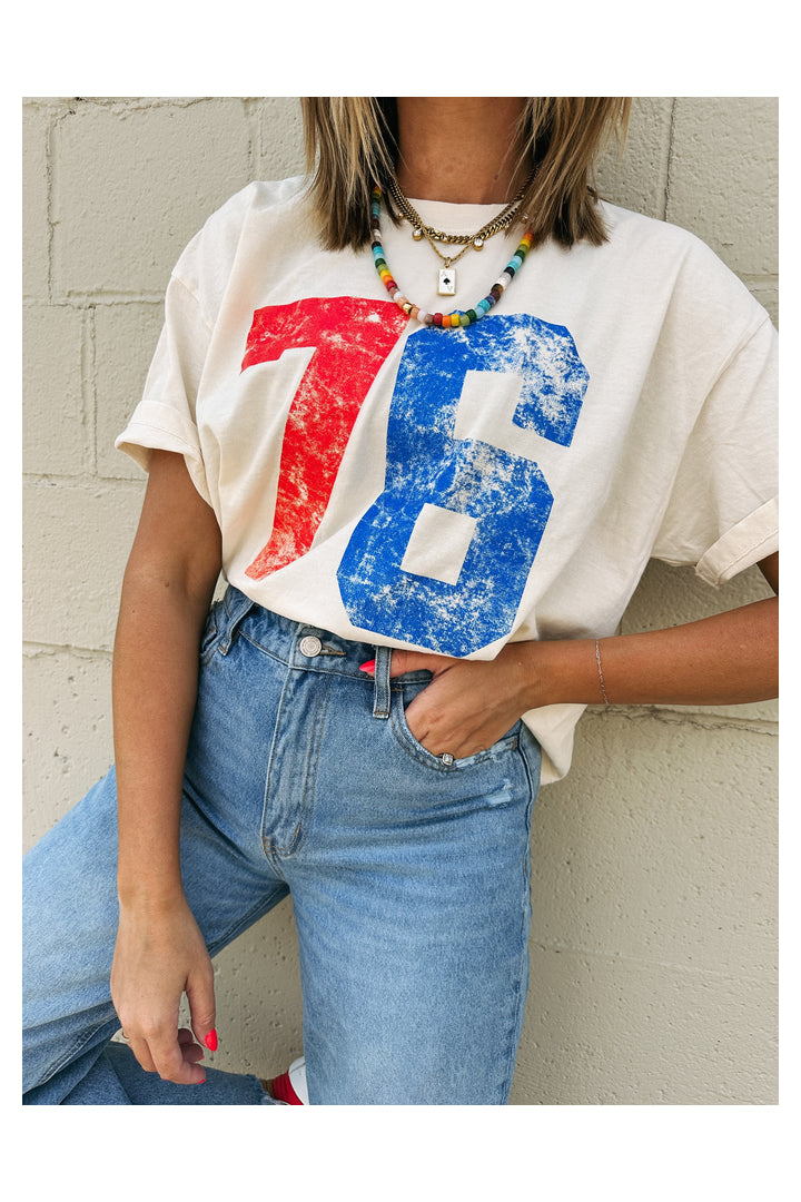 76 Graphic Tee-1- Tops-Etta + East-Usher & Co - Women's Boutique Located in Atoka, OK and Durant, OK