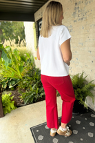 Kut From The Kloth: Meg High Rise Wide Leg-Ruby Red-5- Denim-KUT FROM THE KLOTH-Usher & Co - Women's Boutique Located in Atoka, OK and Durant, OK