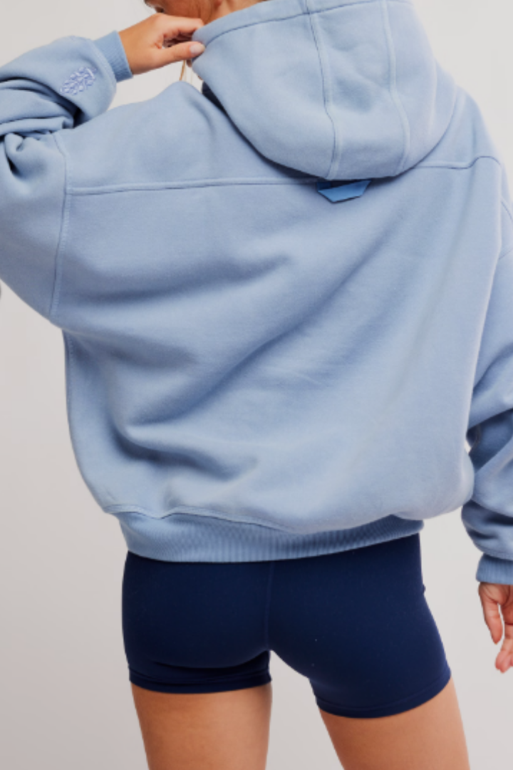 Free People Movement: Final Call Logo Hoodie-Dark Slate Combo-1- Tops-Free People Movement-Usher & Co - Women's Boutique Located in Atoka, OK and Durant, OK