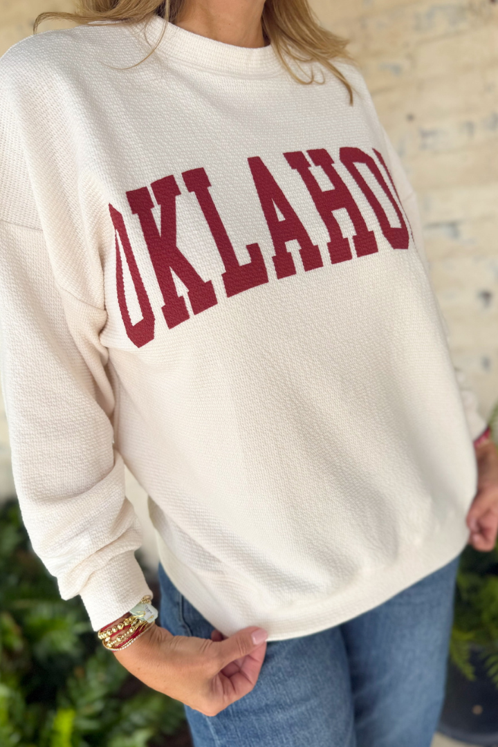 Oklahoma Crewneck Sweatshirt-1- Tops-Tres Bien, Inc-Usher & Co - Women's Boutique Located in Atoka, OK and Durant, OK