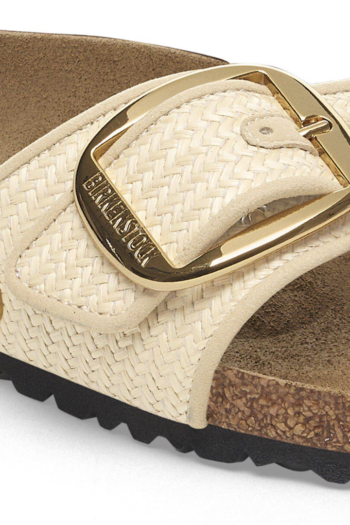 Birkenstock: Madrid Big Buckle-Textile Raffia Natural-9- Shoes-BIRKENSTOCK-Usher & Co - Women's Boutique Located in Atoka, OK and Durant, OK