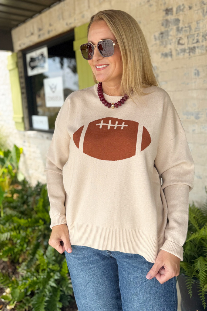 Football Graphic Crewneck Sweater-1- Tops-Tea n Rose-Usher & Co - Women's Boutique Located in Atoka, OK and Durant, OK