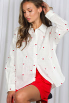 Sweet Heart Embroidered Oversized Shirt-1- Tops-Vine & Love-Usher & Co - Women's Boutique Located in Atoka, OK and Durant, OK
