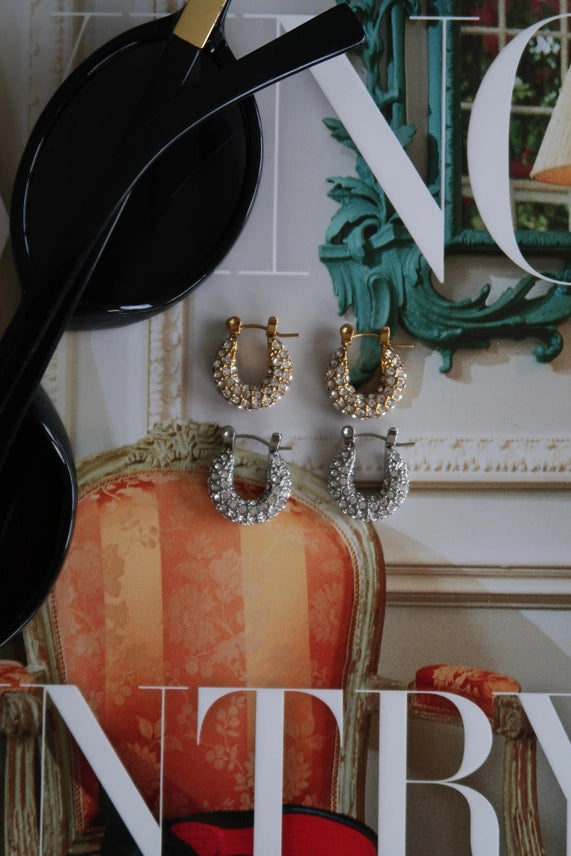 Small Diamond Hoops-Gold-7- Jewelry-CHANSUTTPEARLS-Usher & Co - Women's Boutique Located in Atoka, OK and Durant, OK