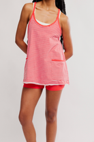 FP Movement: Hot Shot Mini Dress-Court Stripe Grapefruit-6- Dress/Romp/Jump-Free People Movement-Usher & Co - Women's Boutique Located in Atoka, OK and Durant, OK