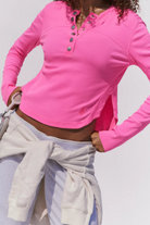 Free People: Cool Down Crew-Hot Pink-1- Tops-Free People Movement-Usher & Co - Women's Boutique Located in Atoka, OK and Durant, OK