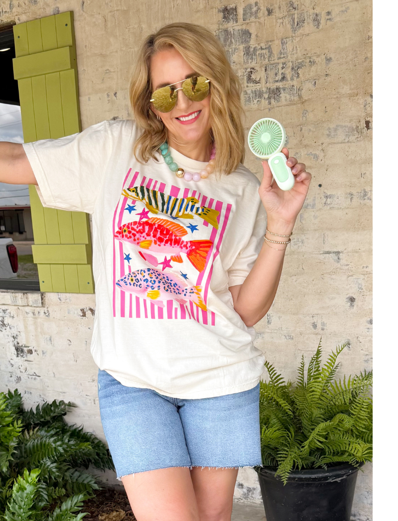 Colorful Fish Tee-1- Tops-Knox + Nell-Usher & Co - Women's Boutique Located in Atoka, OK and Durant, OK