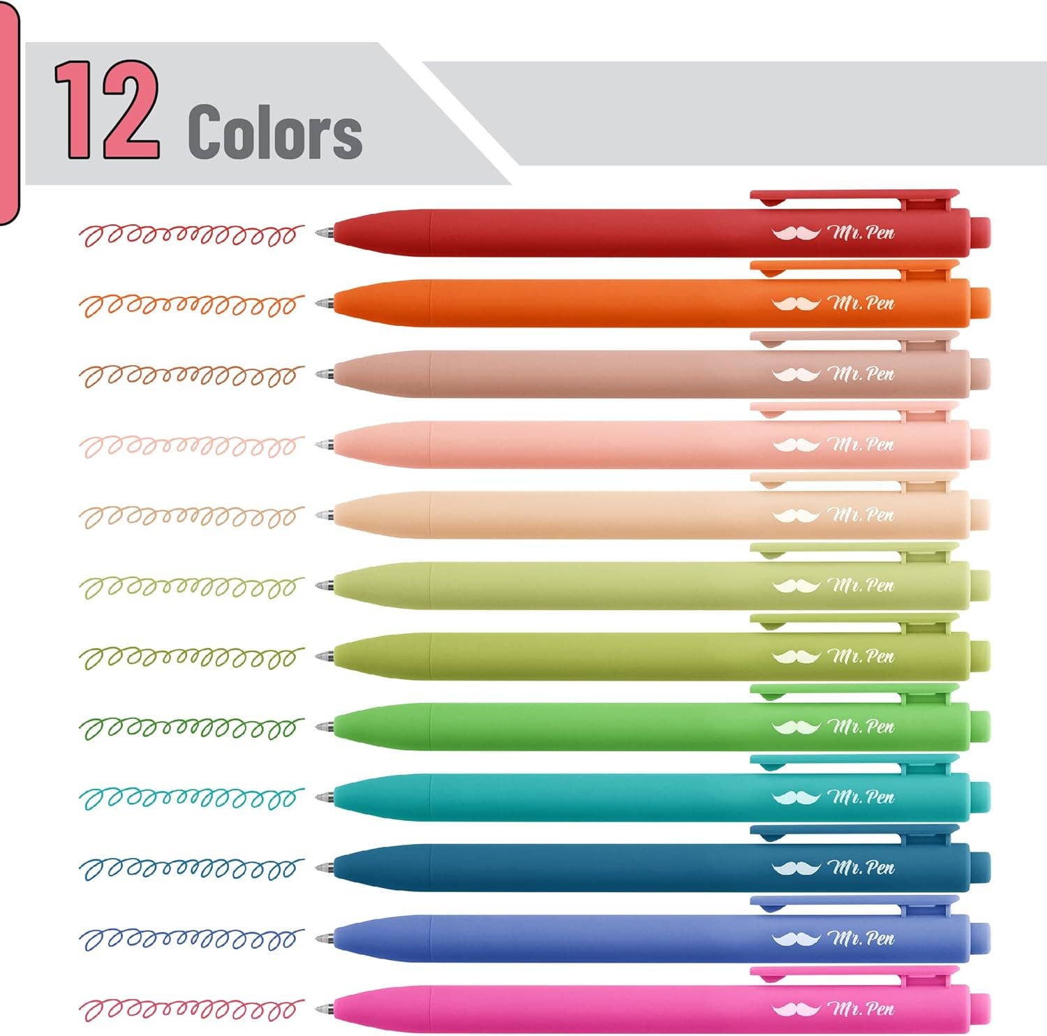 Cute 12-Pack Retractable Gel Pens with Colored Ink-11- Gift/Home-Mr. Pen-Usher & Co - Women's Boutique Located in Atoka, OK and Durant, OK