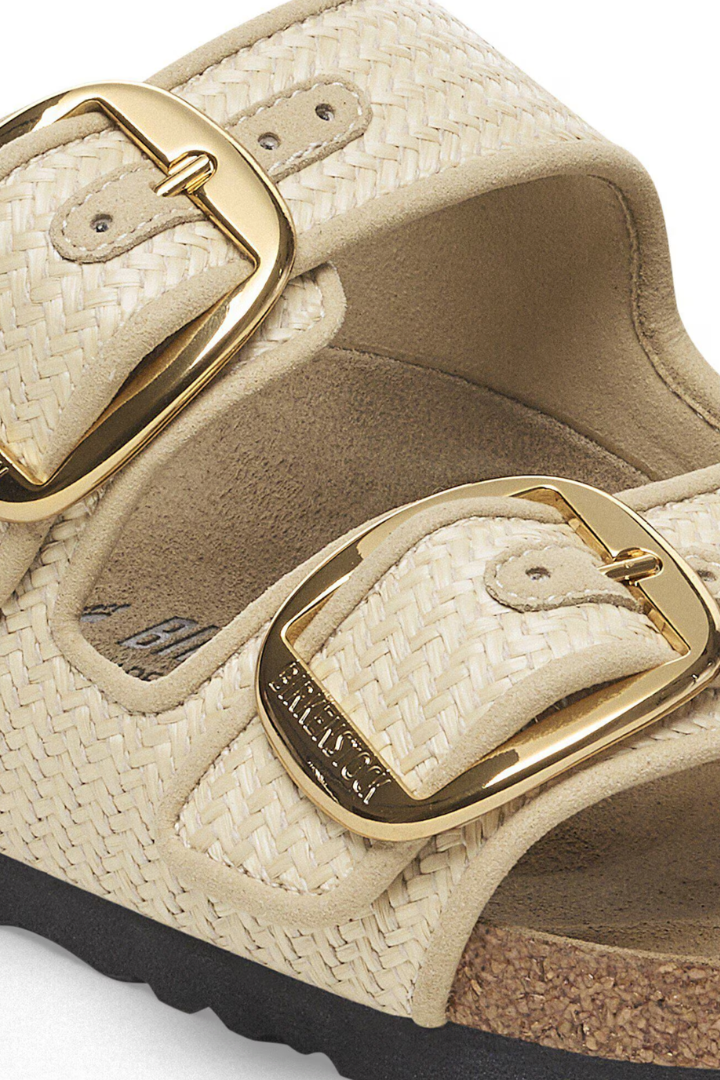 Birkenstock: Arizona Big Buckle-Textile Raffia Natural-9- Shoes-BIRKENSTOCK-Usher & Co - Women's Boutique Located in Atoka, OK and Durant, OK