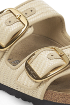 Birkenstock: Arizona Big Buckle-Textile Raffia Natural-9- Shoes-BIRKENSTOCK-Usher & Co - Women's Boutique Located in Atoka, OK and Durant, OK