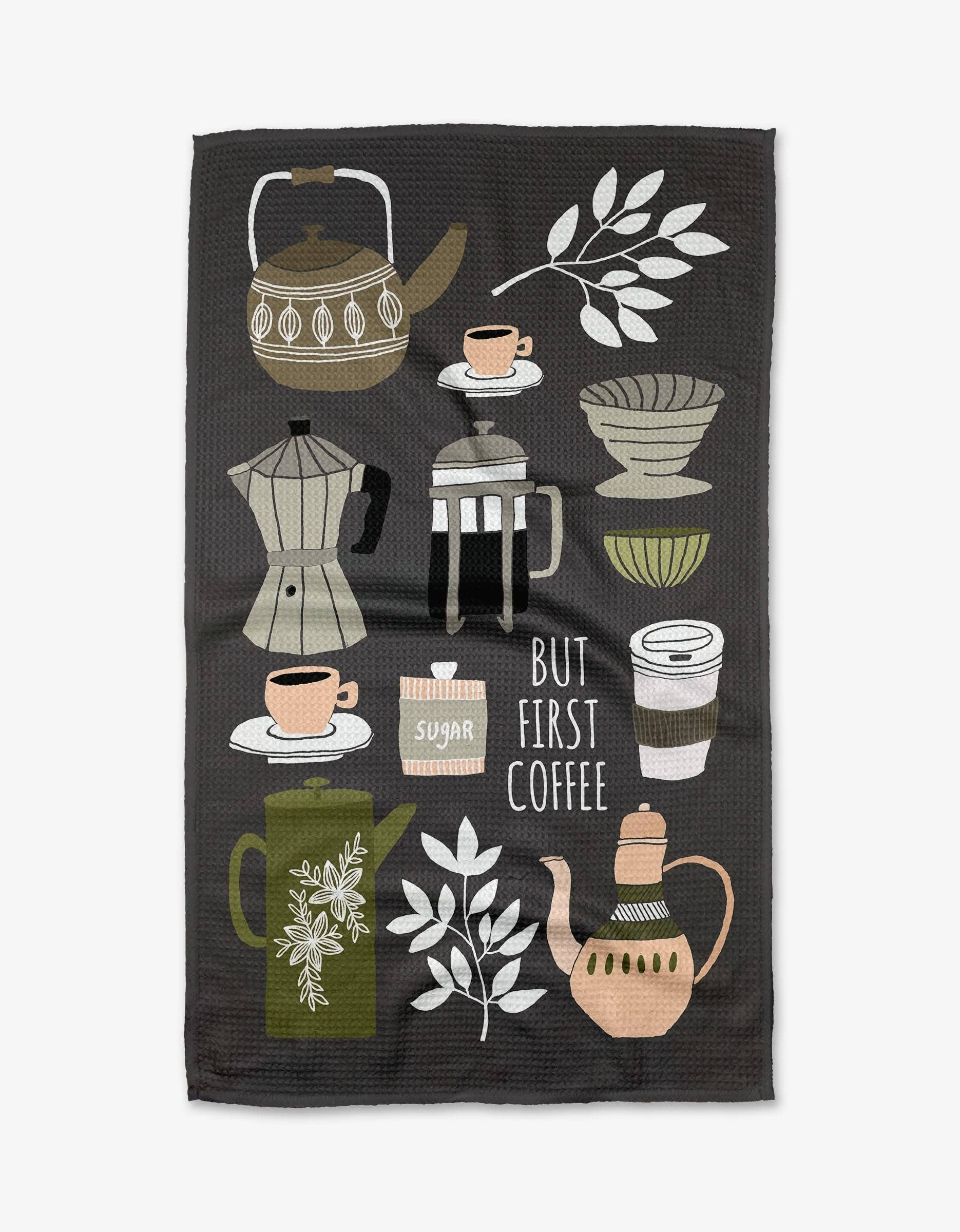 But First, Coffee Tea Towel-Kitchen Textiles-Geometry-Usher & Co - Women's Boutique Located in Atoka, OK and Durant, OK