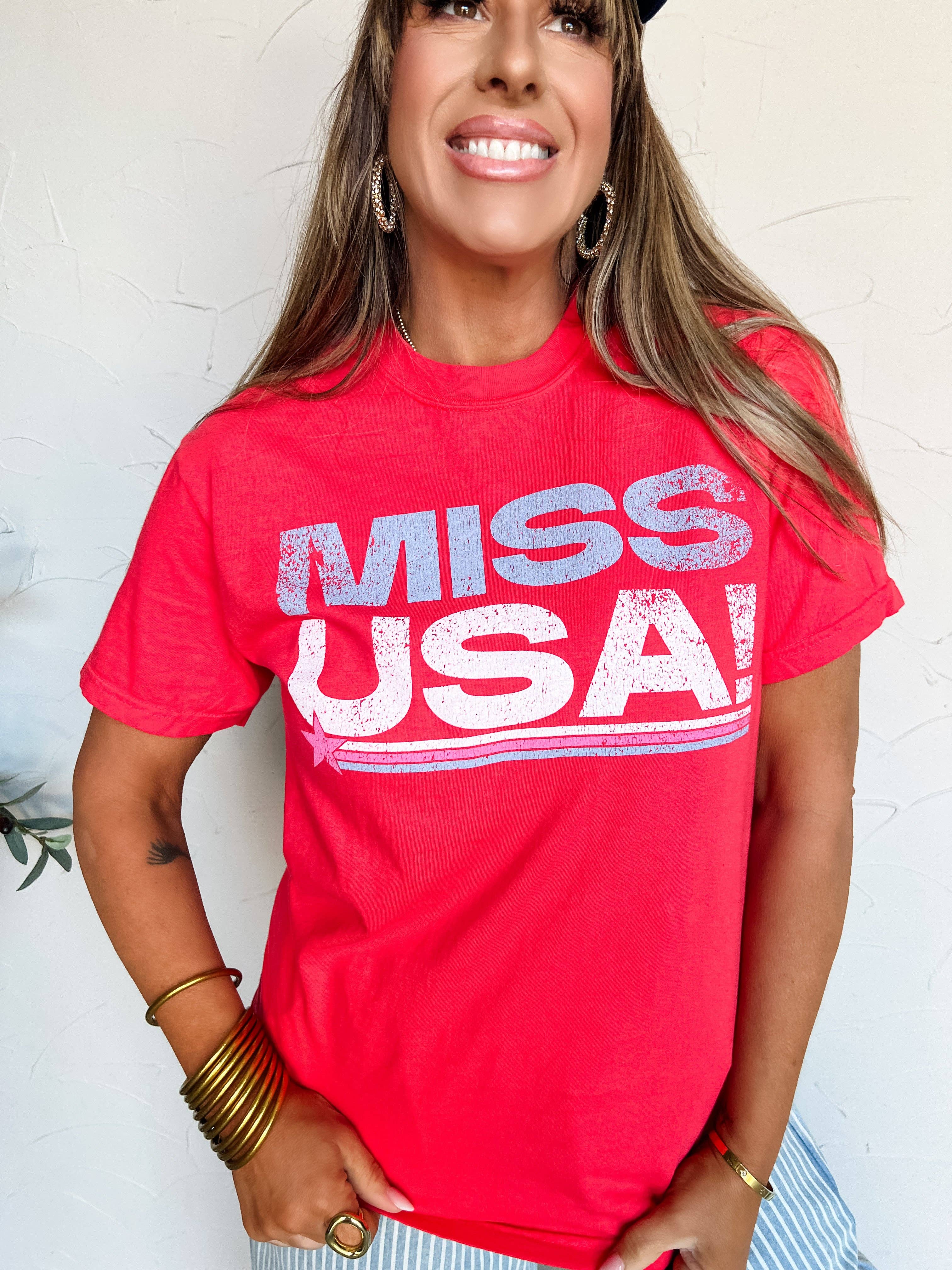 Miss USA Tee-1- Tops-Pierce + Pine-Usher & Co - Women's Boutique Located in Atoka, OK and Durant, OK