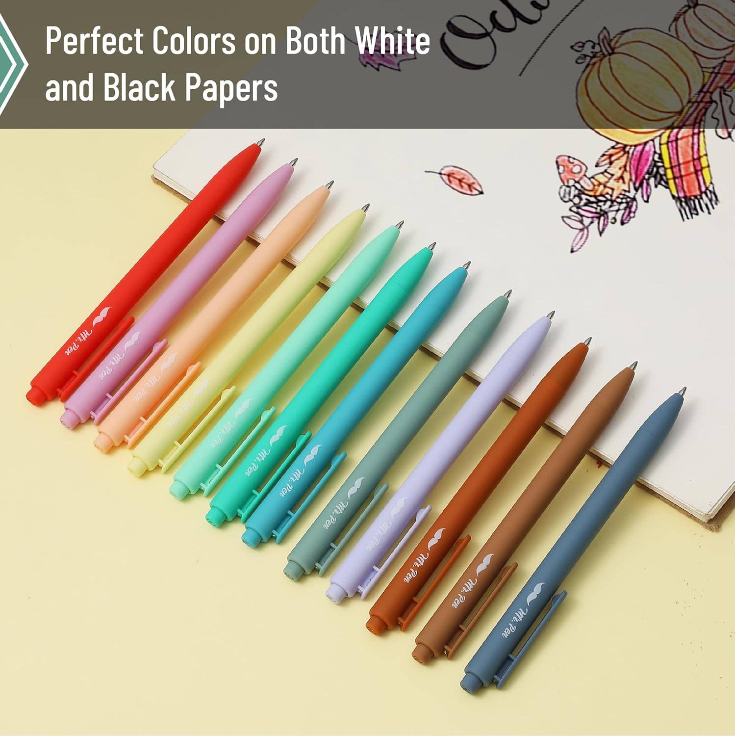Cute 12-Pack Retractable Gel Pens with Colored Ink-11- Gift/Home-Mr. Pen-Usher & Co - Women's Boutique Located in Atoka, OK and Durant, OK