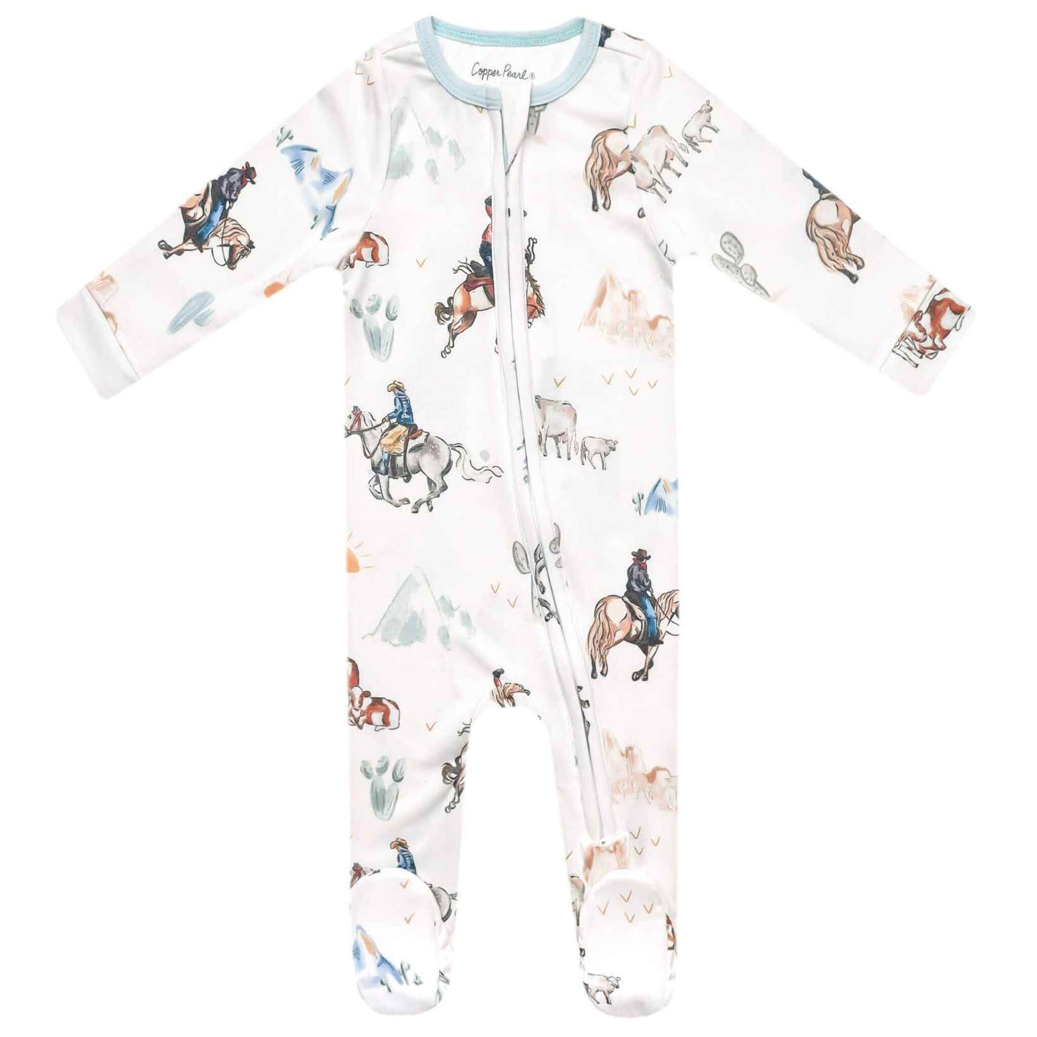 Copper Pearl: Zip-Up Footie Pajama - Boone-12- Baby/Kids/Men-Copper Pearl-Usher & Co - Women's Boutique Located in Atoka, OK and Durant, OK