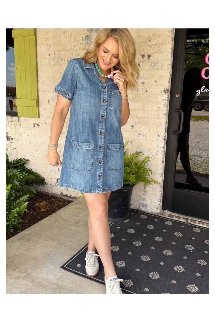 Kut From The Kloth: Parker Denim Dress - Unfailing-6- Dress/Romp/Jump-Kut From The Kloth-Usher & Co - Women's Boutique Located in Atoka, OK and Durant, OK