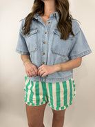 Fun Times Short-Green/Cream-4- Bottoms-Wishlist-Usher & Co - Women's Boutique Located in Atoka, OK and Durant, OK