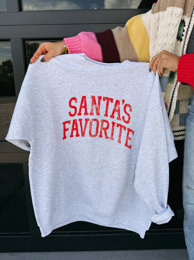 Santa's Favorite Sweatshirt-1- Tops-Etta + East-Usher & Co - Women's Boutique Located in Atoka, OK and Durant, OK