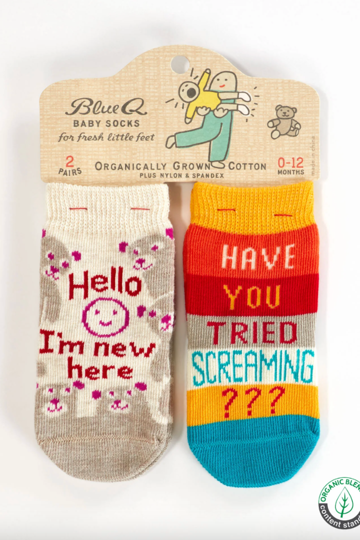 Funny Baby Socks-12- Baby/Kids/Men-Blue Q-Usher & Co - Women's Boutique Located in Atoka, OK and Durant, OK