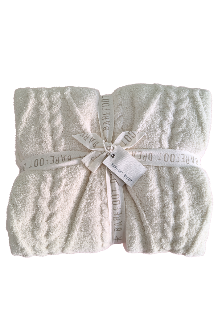 Barefoot Dreams: Cozy Chic Fisherman Cable Throw-Cream-11- Gift/Home-Barefoot Dreams-Usher & Co - Women's Boutique Located in Atoka, OK and Durant, OK
