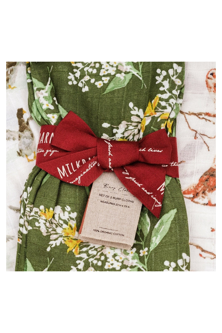 Milkbarn: Bamboo Burp Cloths - Green Floral-12- Baby/Kids/Men-Milkbarn-Usher & Co - Women's Boutique Located in Atoka, OK and Durant, OK