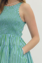 Coastal Stripe Mini Dress-6- Dress/Romp/Jump-ENTRO-Usher & Co - Women's Boutique Located in Atoka, OK and Durant, OK