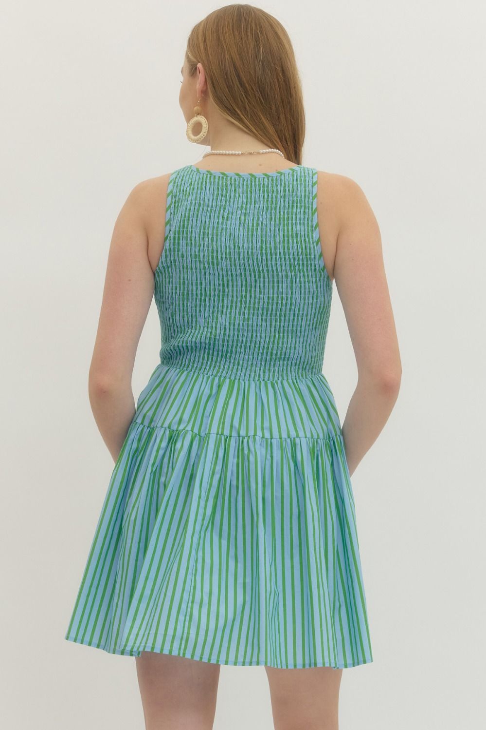 Coastal Stripe Mini Dress-6- Dress/Romp/Jump-ENTRO-Usher & Co - Women's Boutique Located in Atoka, OK and Durant, OK