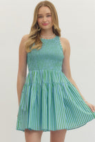 Coastal Stripe Mini Dress-6- Dress/Romp/Jump-ENTRO-Usher & Co - Women's Boutique Located in Atoka, OK and Durant, OK