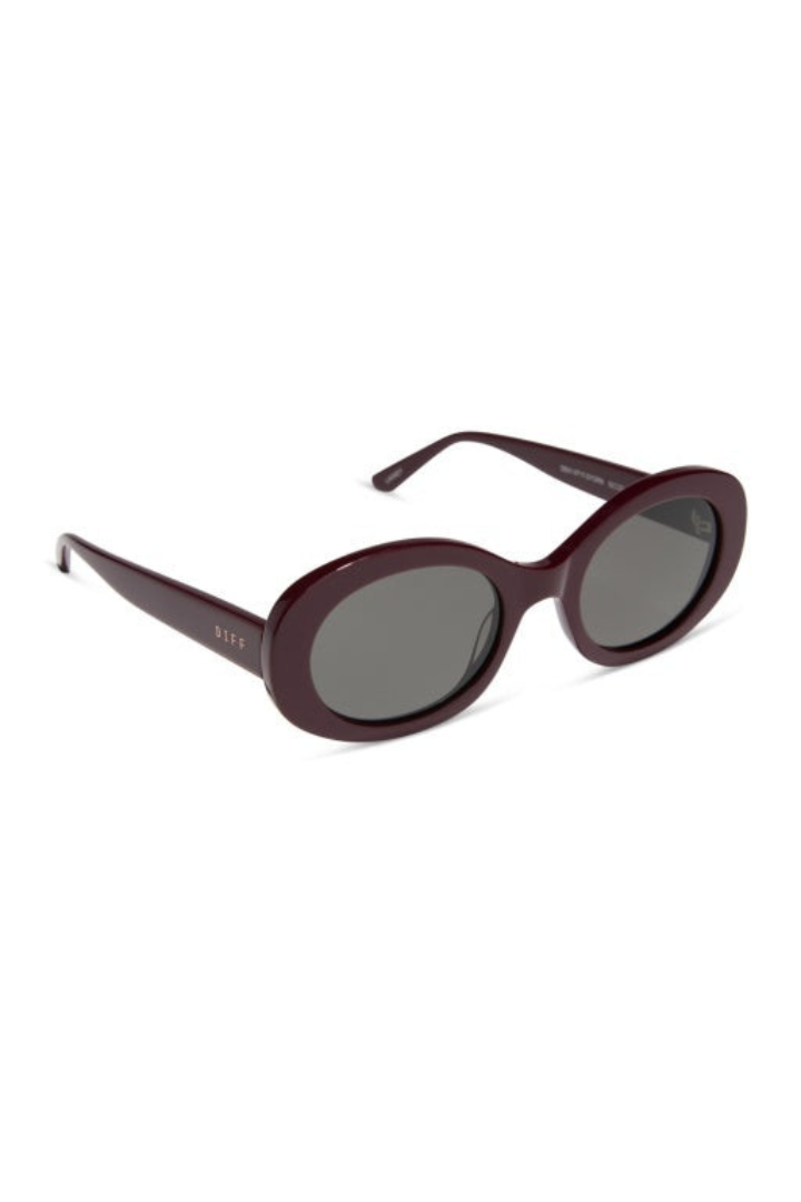DIFF EYEWEAR: Lainey Dark Cherry Lacquer + Grey-8- Accessory-DIFF EYEWEAR / DIME OPTICS-Usher & Co - Women's Boutique Located in Atoka, OK and Durant, OK