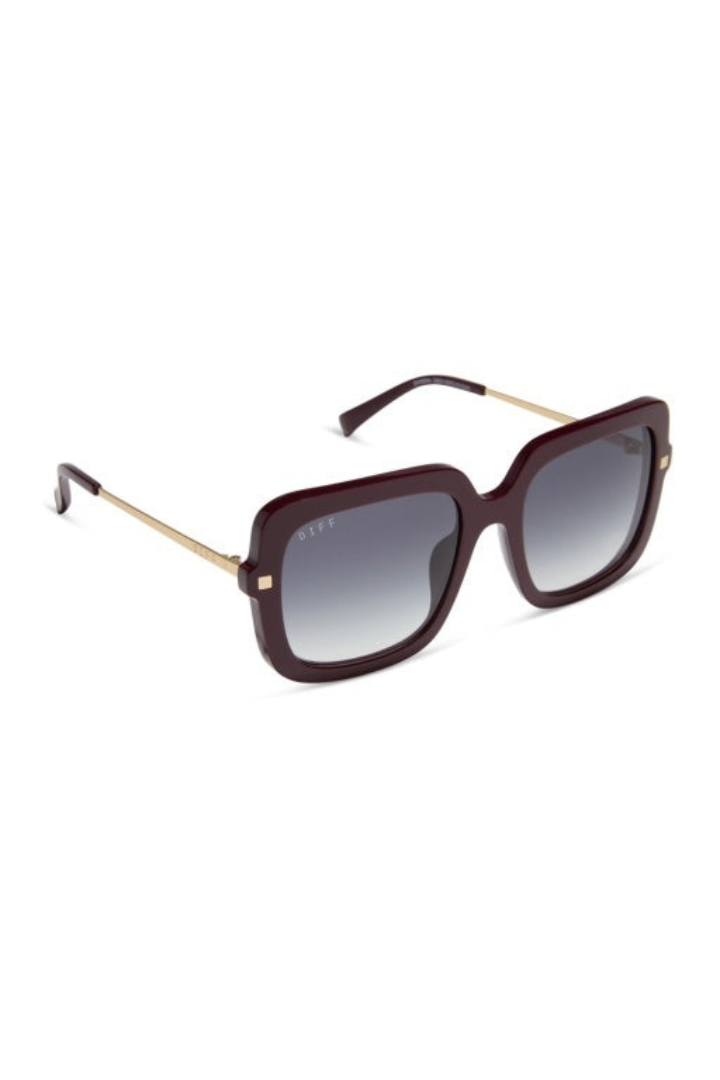 DIFF EYEWEAR: Sandra Dark Cherry Lacquer + Grey Gradient-8- Accessory-DIFF EYEWEAR / DIME OPTICS-Usher & Co - Women's Boutique Located in Atoka, OK and Durant, OK