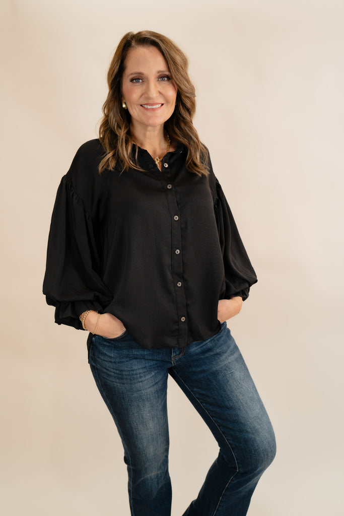 Gwyneth Blouse-Black-Long Sleeve Tops-Entro-Usher & Co - Women's Boutique Located in Atoka, OK and Durant, OK