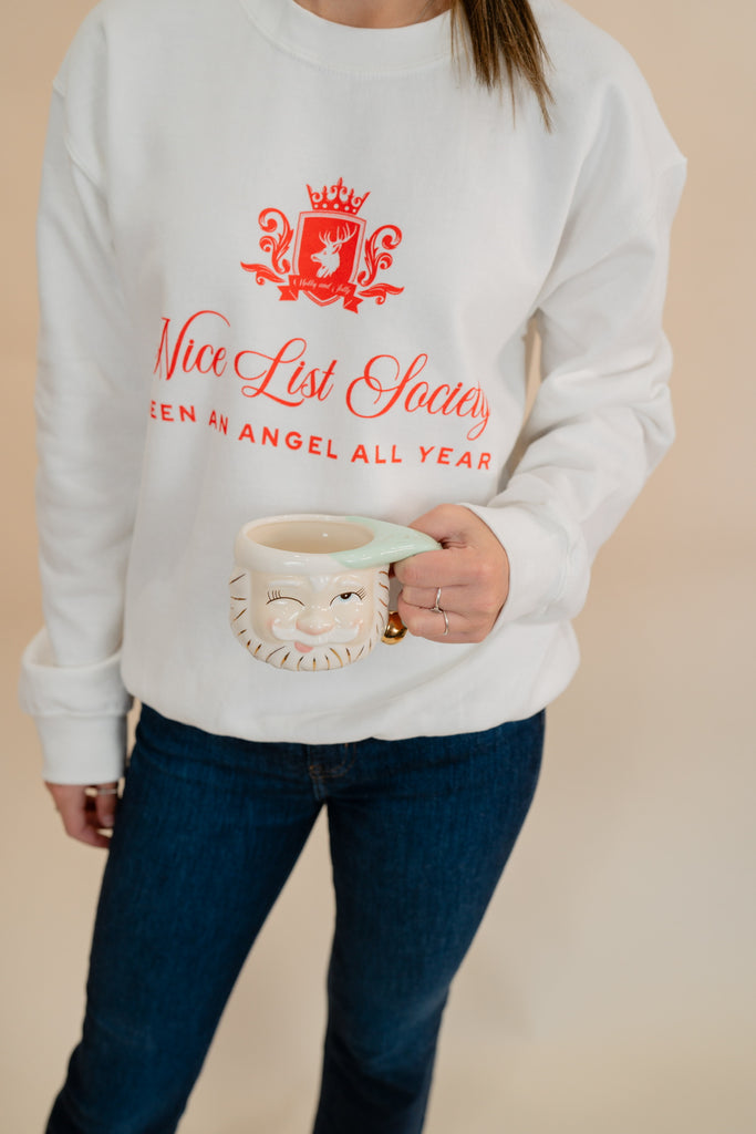 Nice List Society Sweatshirt-Graphic Sweatshirts-Friday+Saturday-Usher & Co - Women's Boutique Located in Atoka, OK and Durant, OK