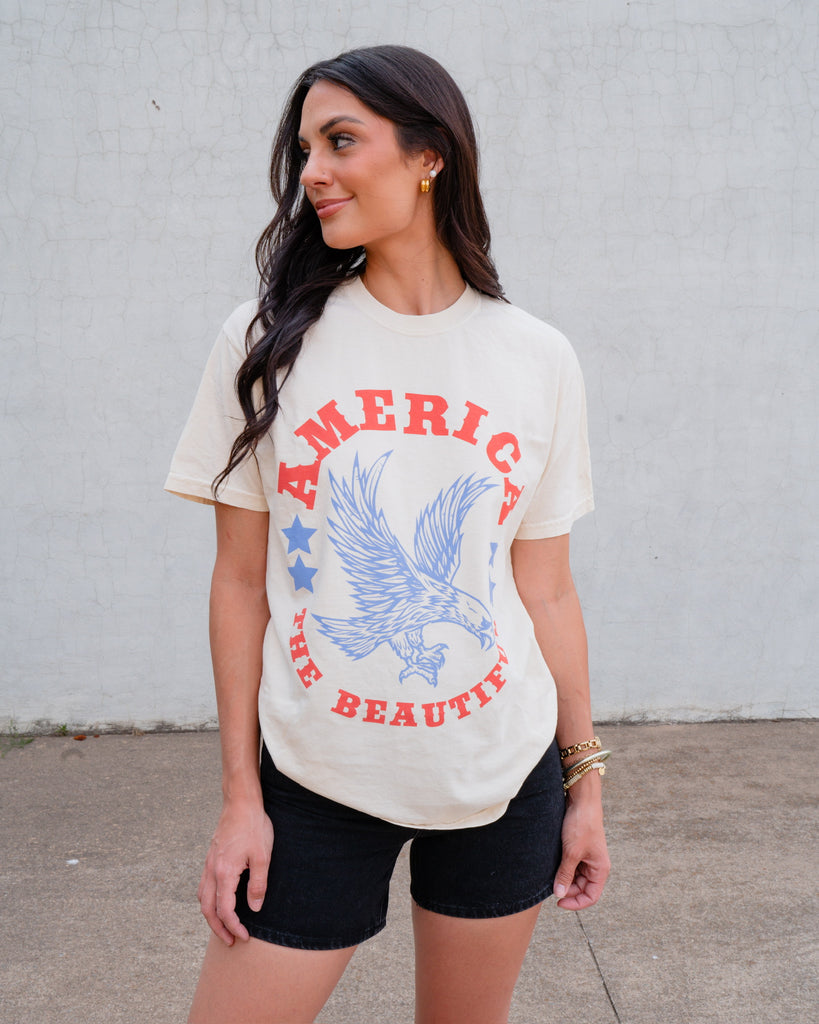 America The Beautiful Tee-Graphic Tees-Friday+Saturday-Usher & Co - Women's Boutique Located in Atoka, OK and Durant, OK