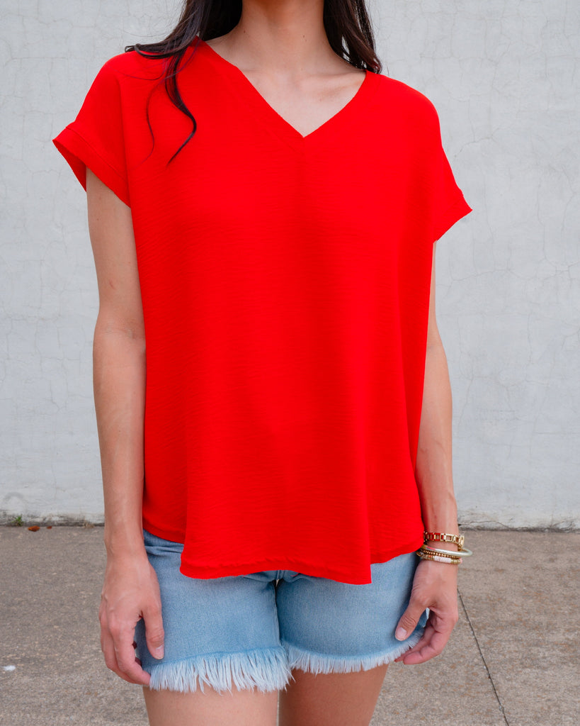 One Kiss Top-Tomato Red-Short Sleeve Tops-JODIFL-Usher & Co - Women's Boutique Located in Atoka, OK and Durant, OK