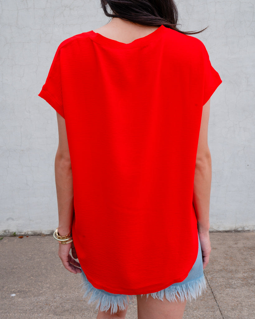 One Kiss Top-Tomato Red-Short Sleeve Tops-JODIFL-Usher & Co - Women's Boutique Located in Atoka, OK and Durant, OK